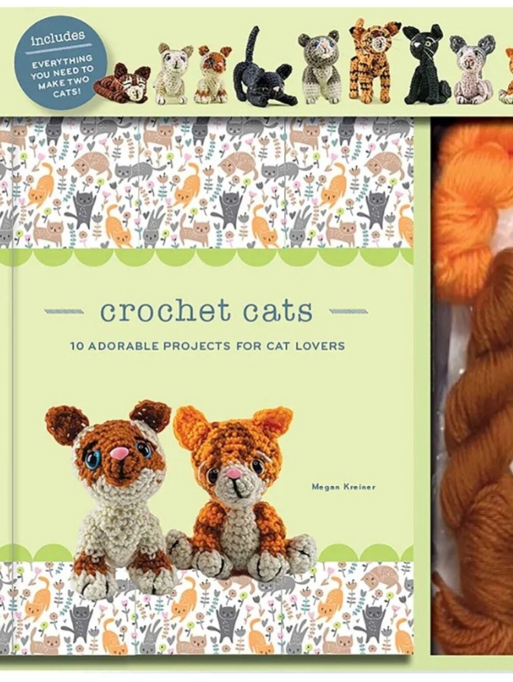 Crochet Cats Kit - Orange and Cream Amigurumi Cats Perfect Gift Cat Lover Projec